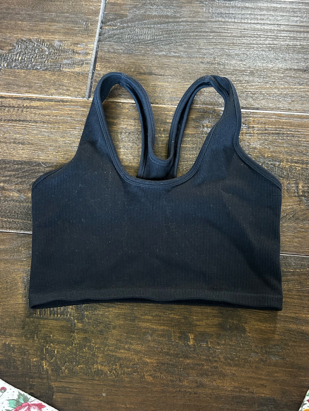 aerie Black Ribbed Racerback Sports Bralette